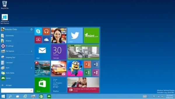 Windows 10 Home start menu interface – activated with Digital License.