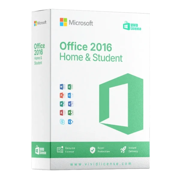 Microsoft Office Home and Student 2016 digital license – includes Word, Excel, PowerPoint, and OneNote for students and home users