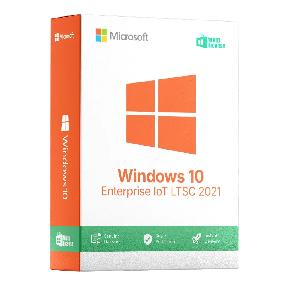Windows 10 Enterprise IoT LTSC 2021 digital license – official Microsoft enterprise edition with lifetime activation. Secure, stable, and optimized for IoT devices with Windows 10 features