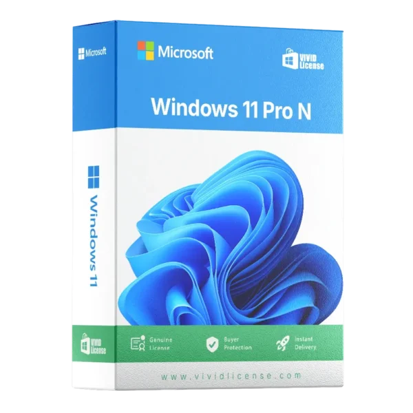 Windows 11 Pro N License – laptop screen with Windows 11 Pro N interface activated by Digital License.