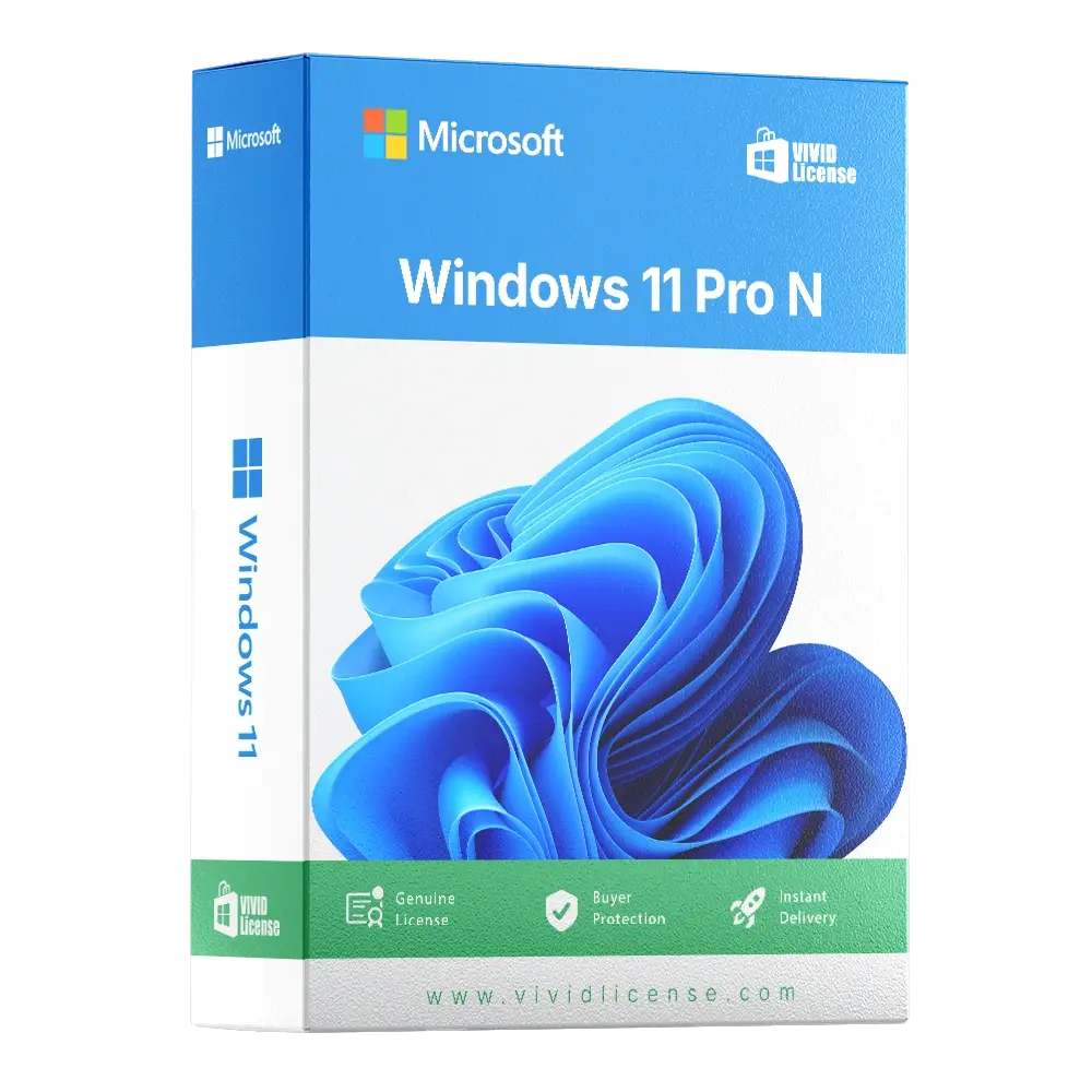 Windows 11 Pro N License – laptop screen with Windows 11 Pro N interface activated by Digital License.